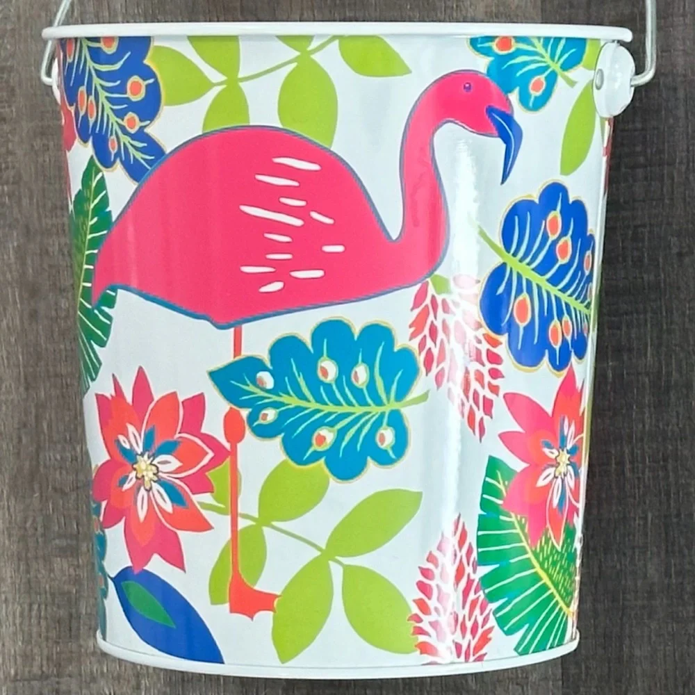 💞 New Metal Flamingo Bucket with Handle